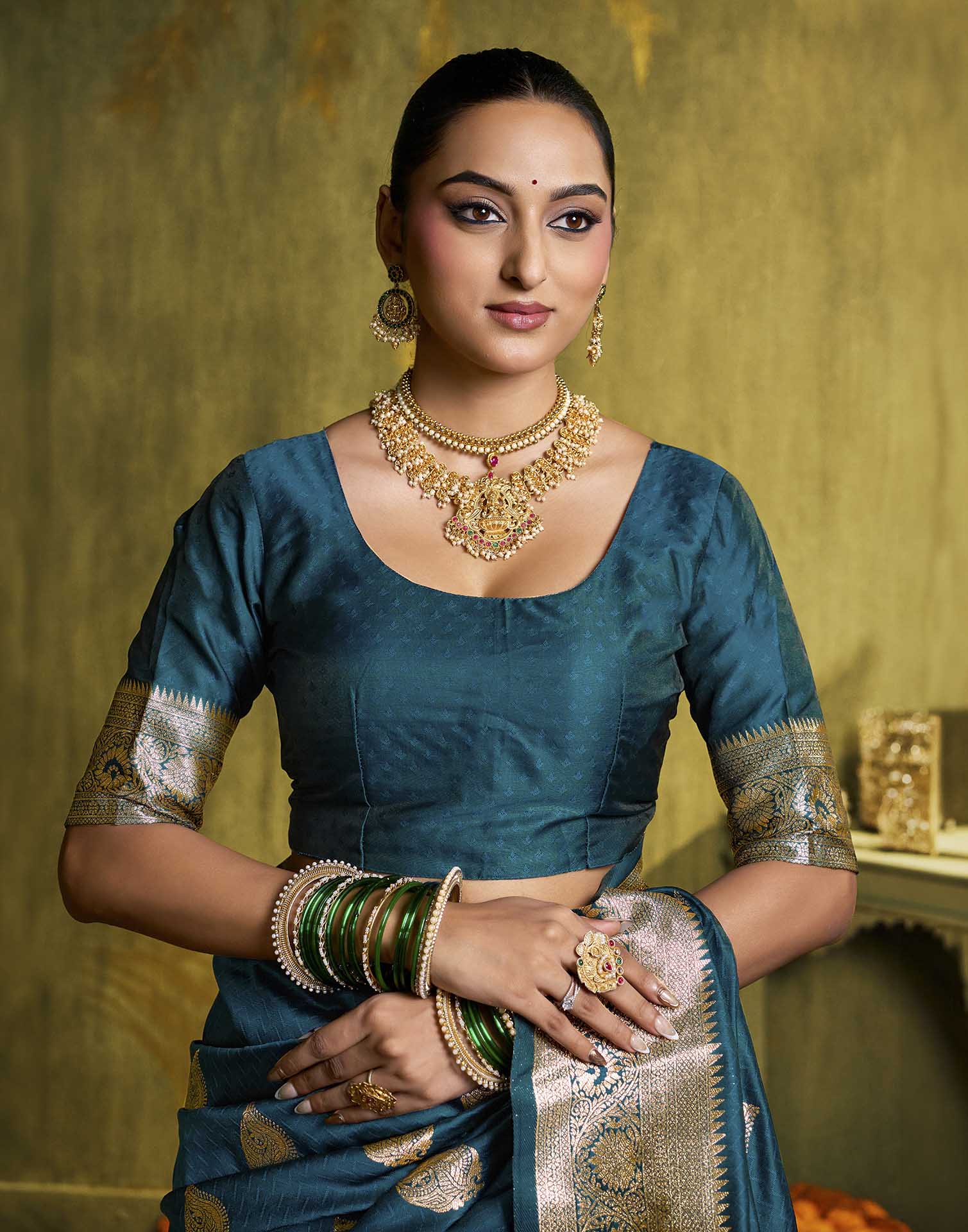 Dark Blue Silk Woven Banarasi Saree