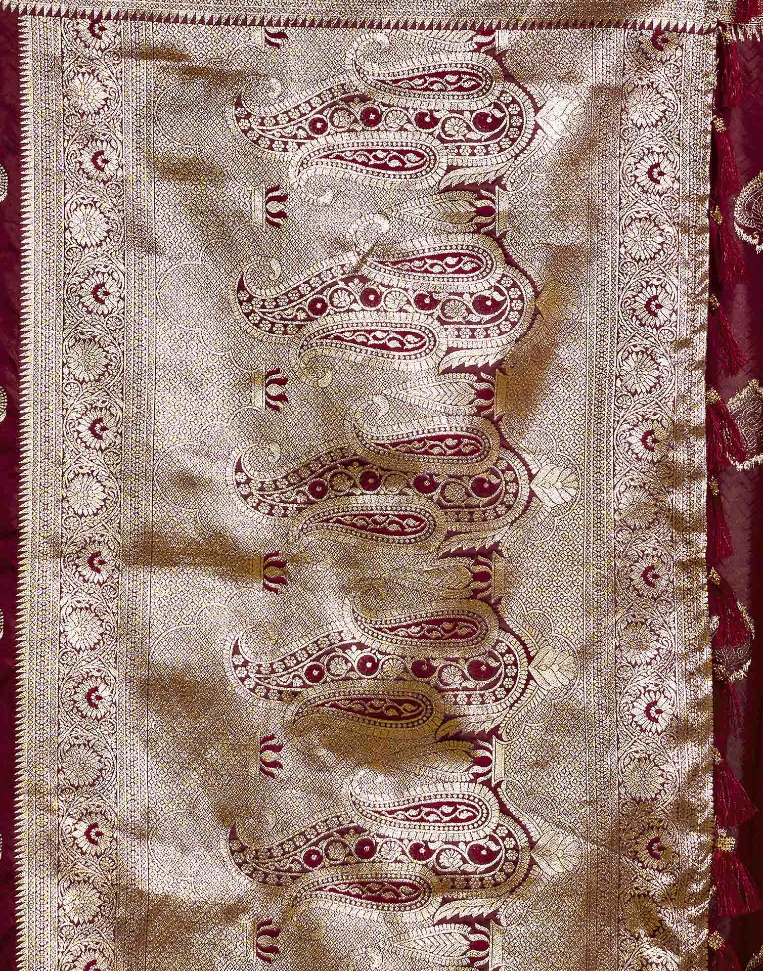Maroon Silk Woven Banarasi Saree