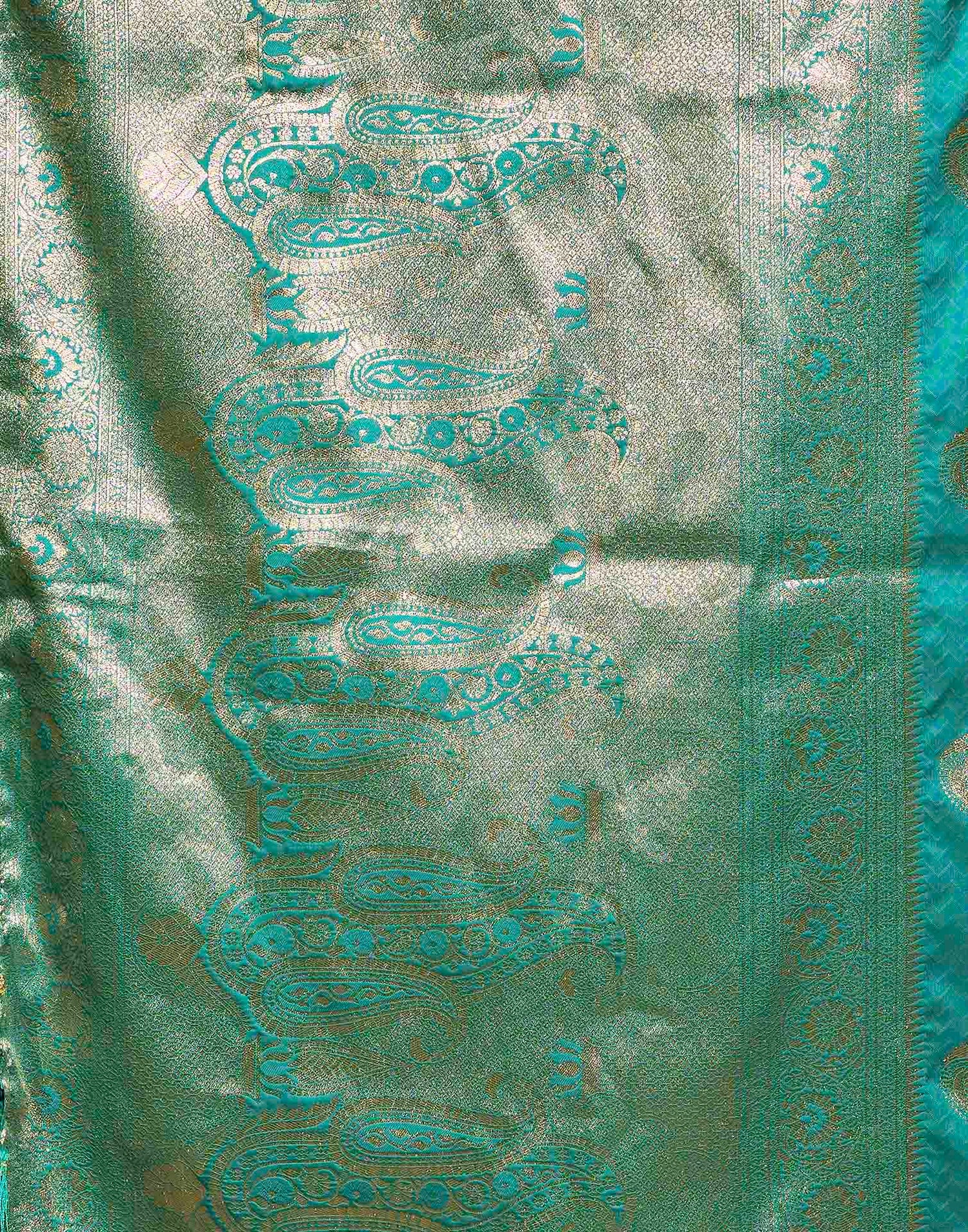 Rama Blue Silk Woven Banarasi Saree
