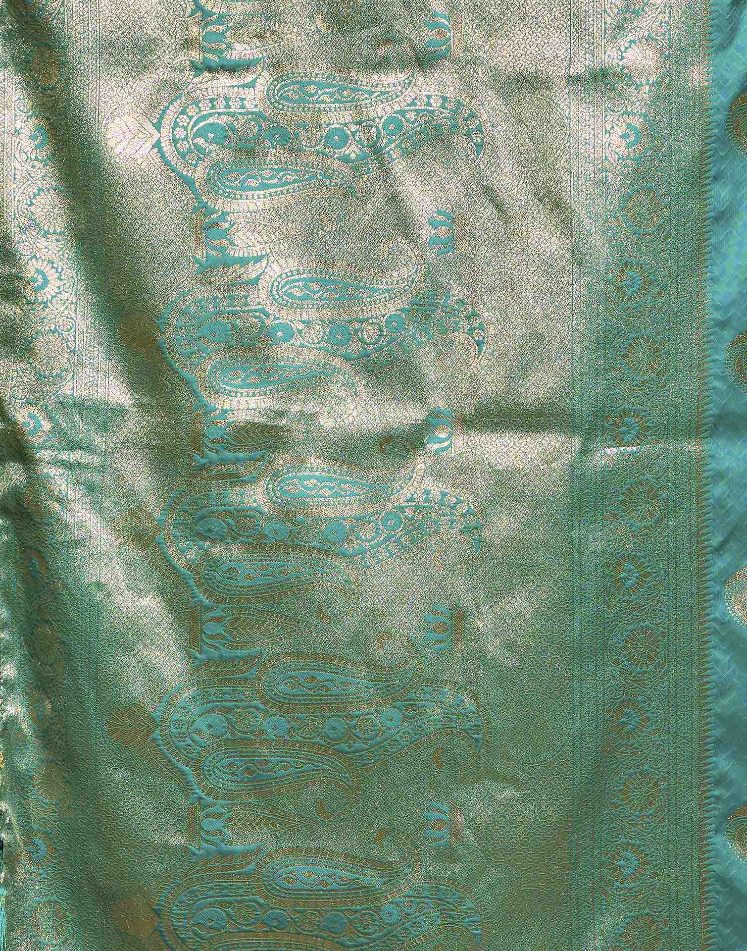 Rama Blue Silk Woven Banarasi Saree