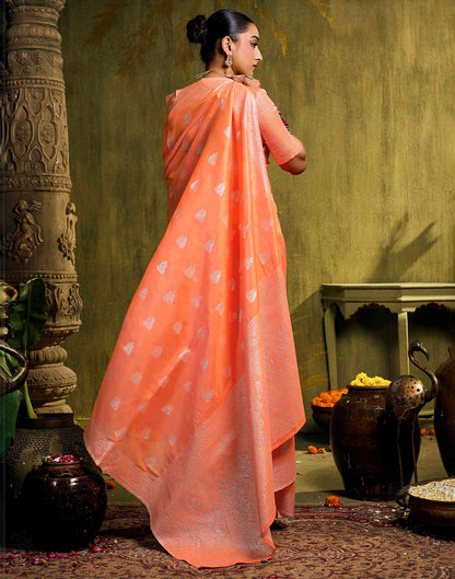 Orange Silk Woven Banarasi Saree