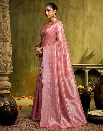 Dusty Rose Silk Woven Banarasi Saree