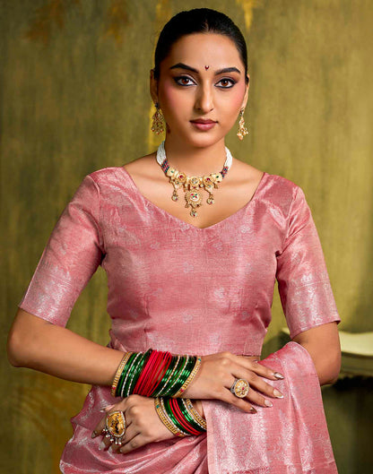 Dusty Rose Silk Woven Banarasi Saree