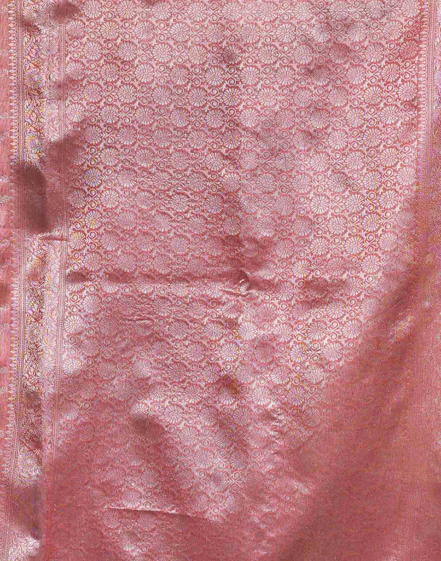 Dusty Rose Silk Woven Banarasi Saree