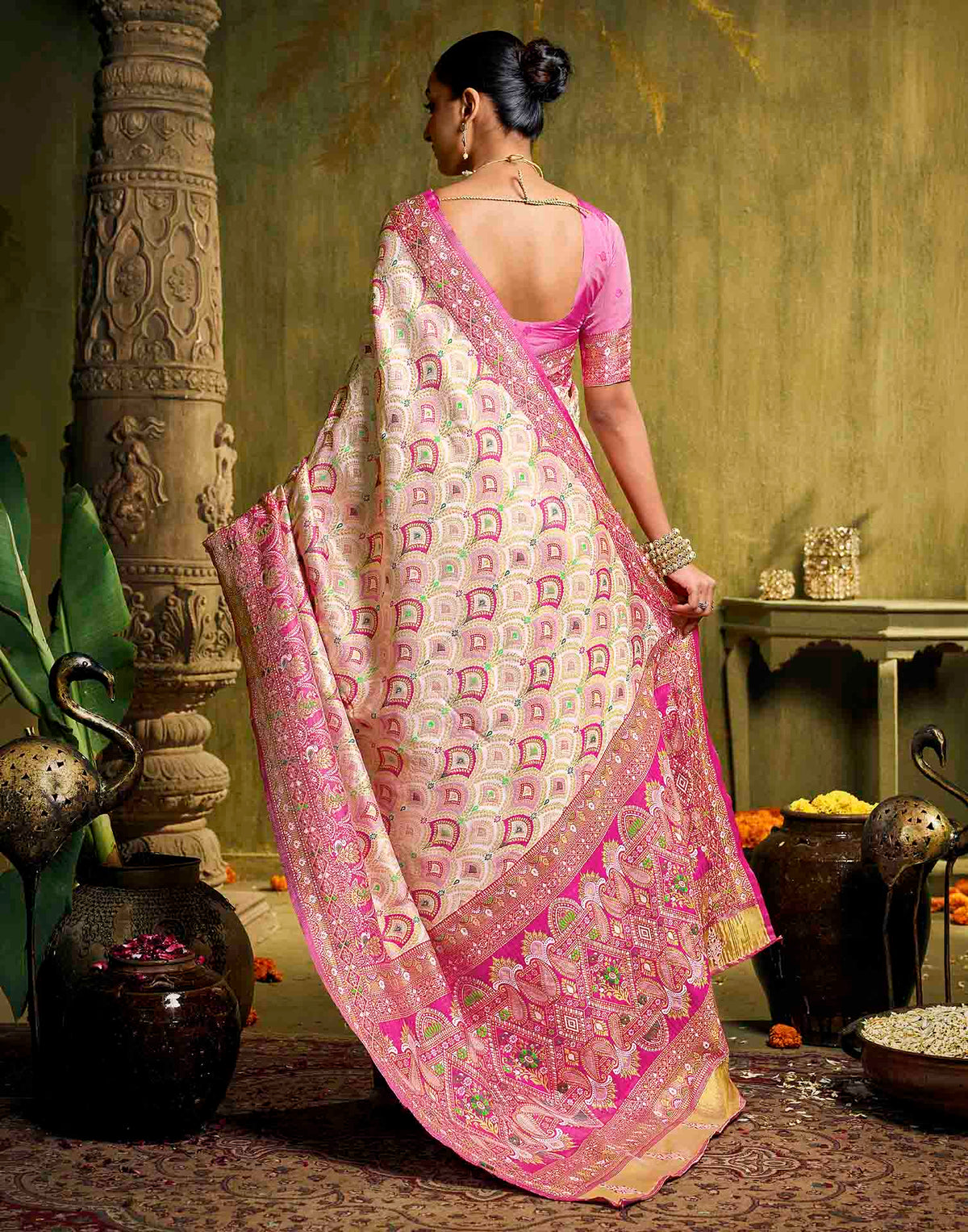 Off White Silk Woven Patola Saree