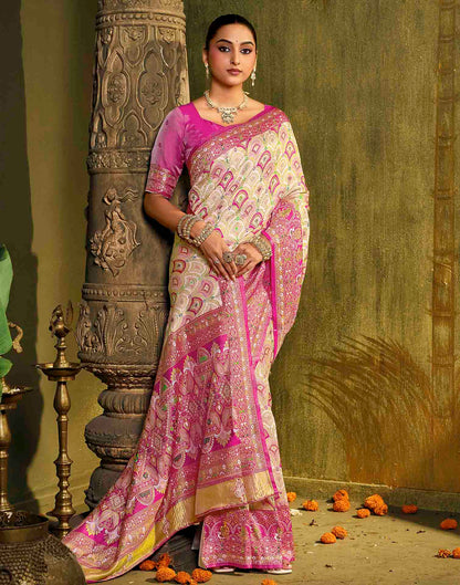 Off White Silk Woven Patola Saree