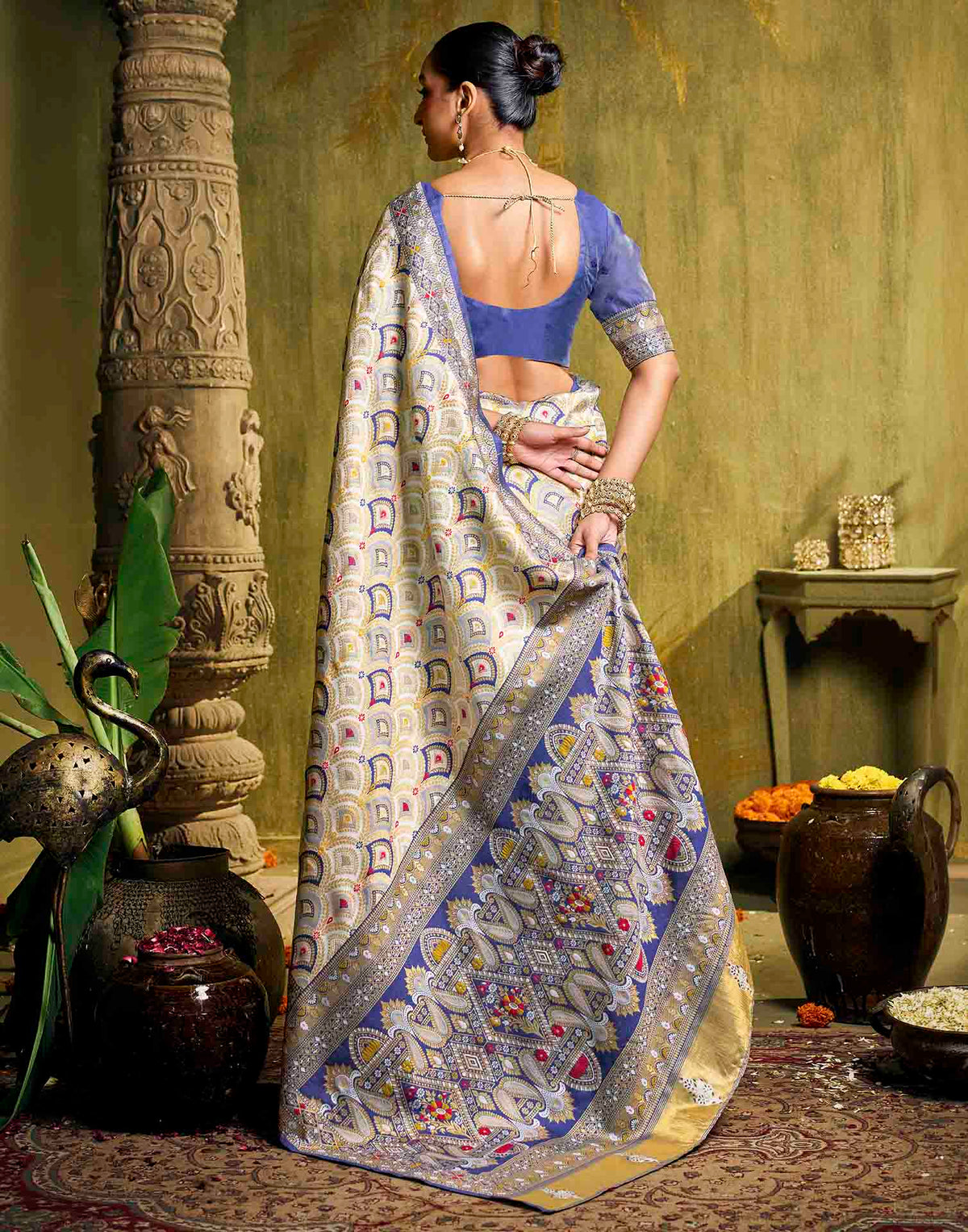 Off White Silk Woven Patola Saree