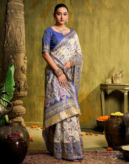 Off White Silk Woven Patola Saree