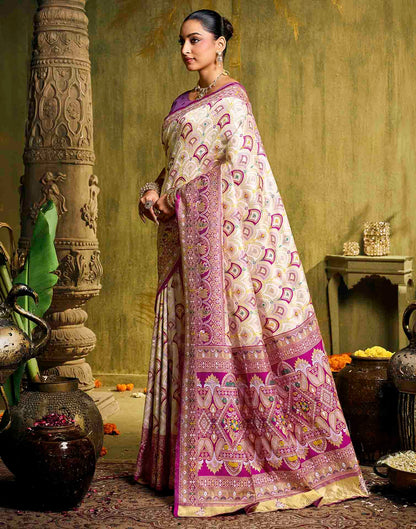 Off White Silk Woven Patola Saree