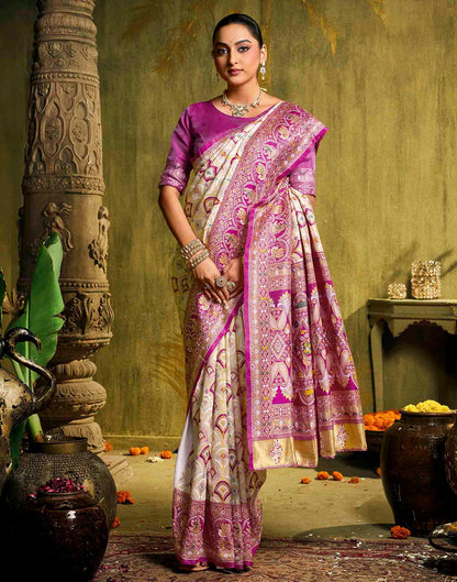Off White Silk Woven Patola Saree