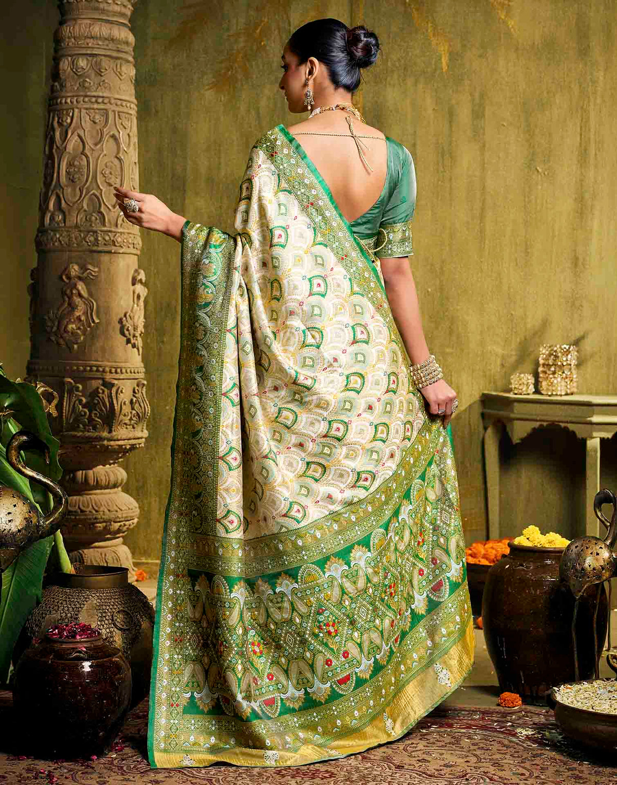 Off White Silk Woven Patola Saree