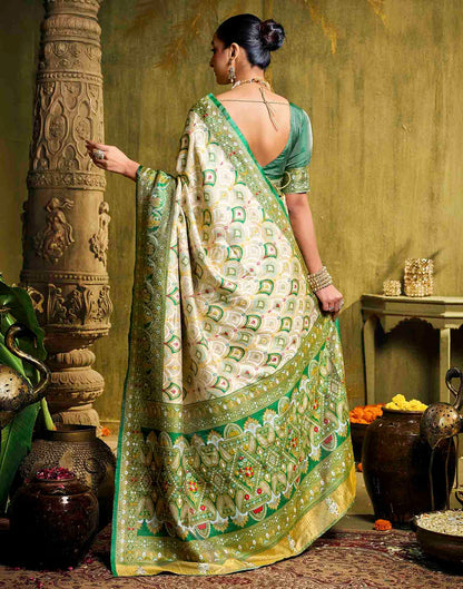 Off White Silk Woven Patola Saree