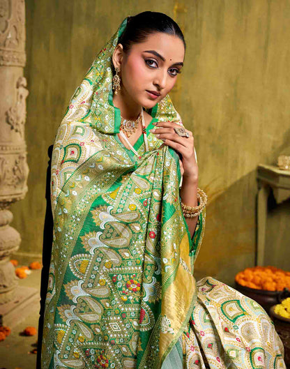 Off White Silk Woven Patola Saree