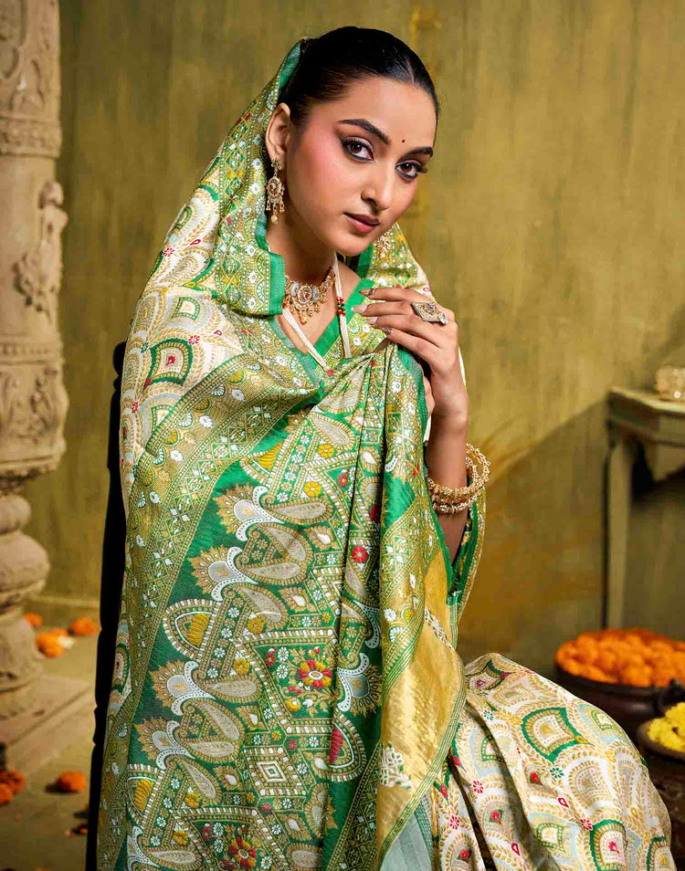 Off White Silk Woven Patola Saree