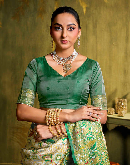 Off White Silk Woven Patola Saree