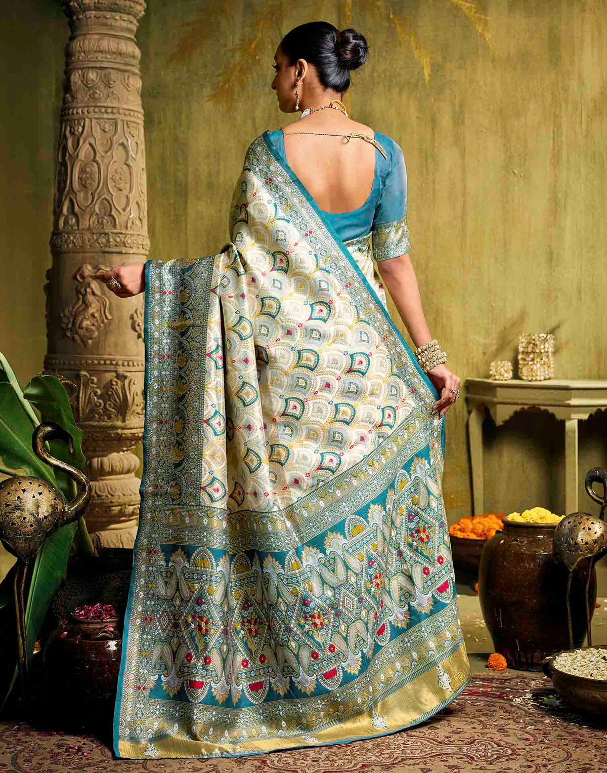 Off White Silk Woven Patola Saree