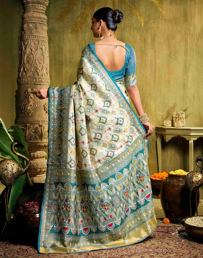 Off White Silk Woven Patola Saree