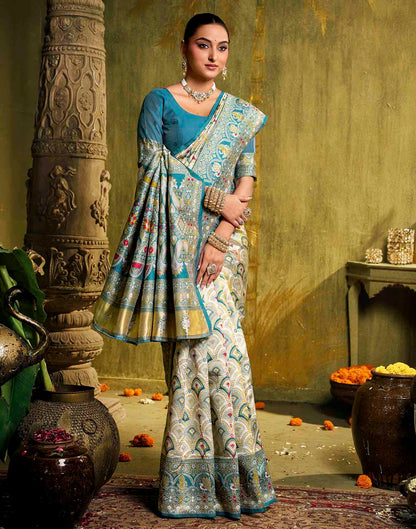 Off White Silk Woven Patola Saree