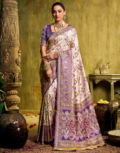 Off White Silk Woven Patola Saree