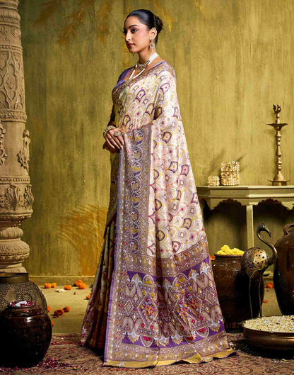 Off White Silk Woven Patola Saree