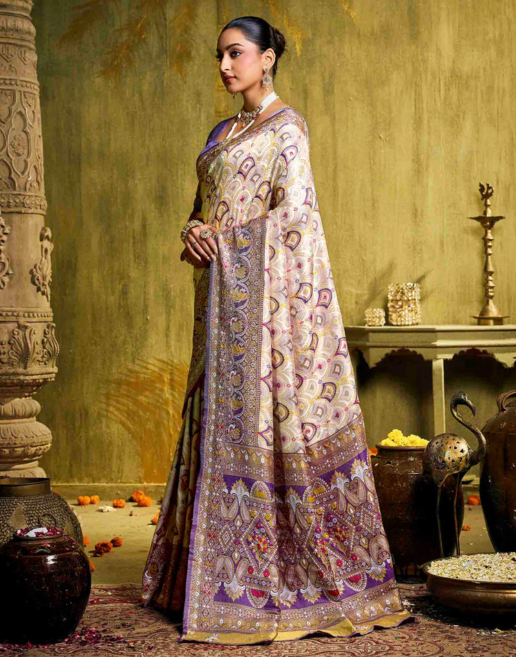 Off White Silk Woven Patola Saree
