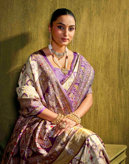 Off White Silk Woven Patola Saree