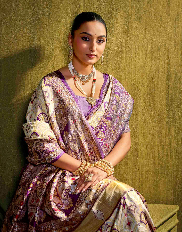 Off White Silk Woven Patola Saree