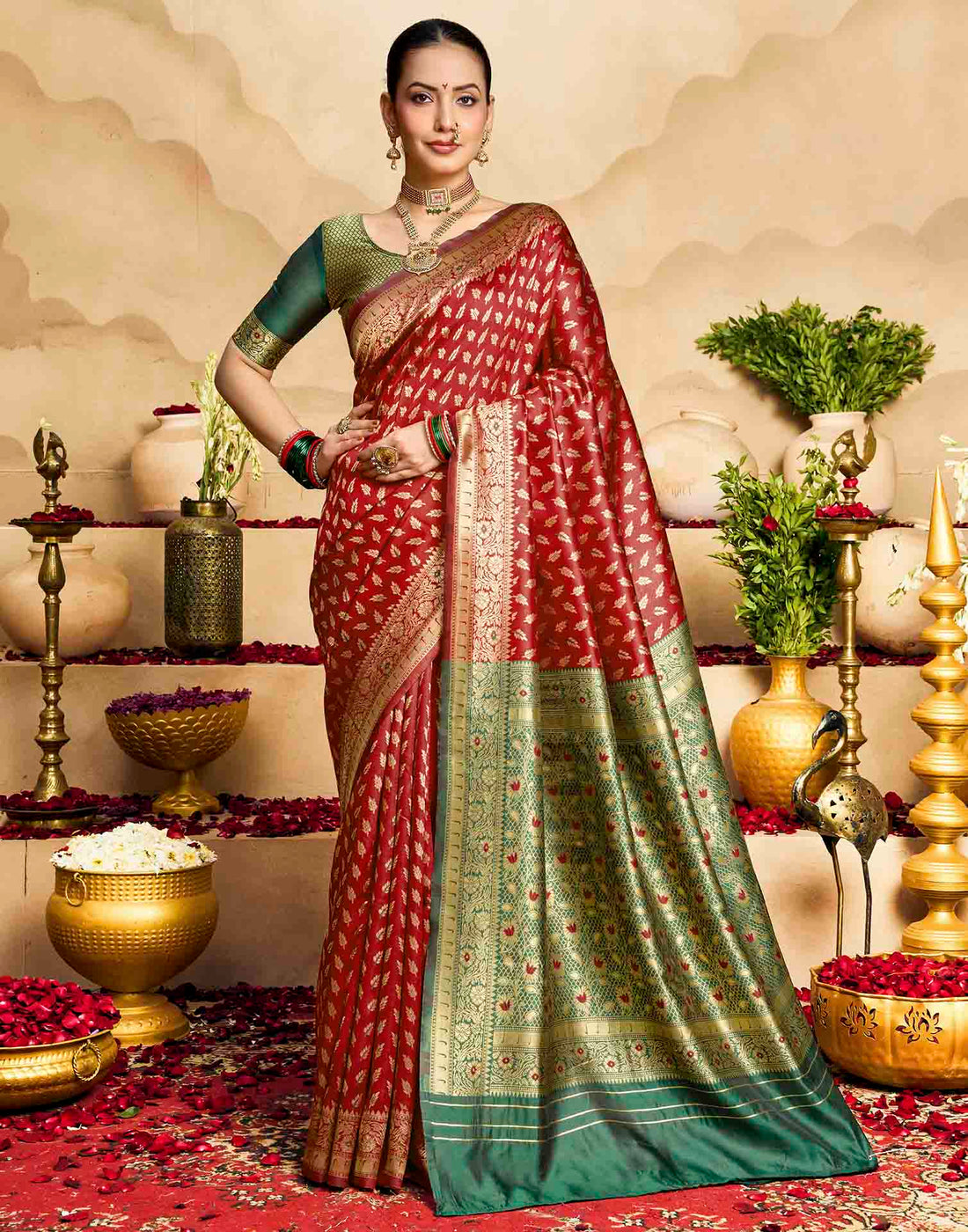Red Silk Woven Banarasi Saree