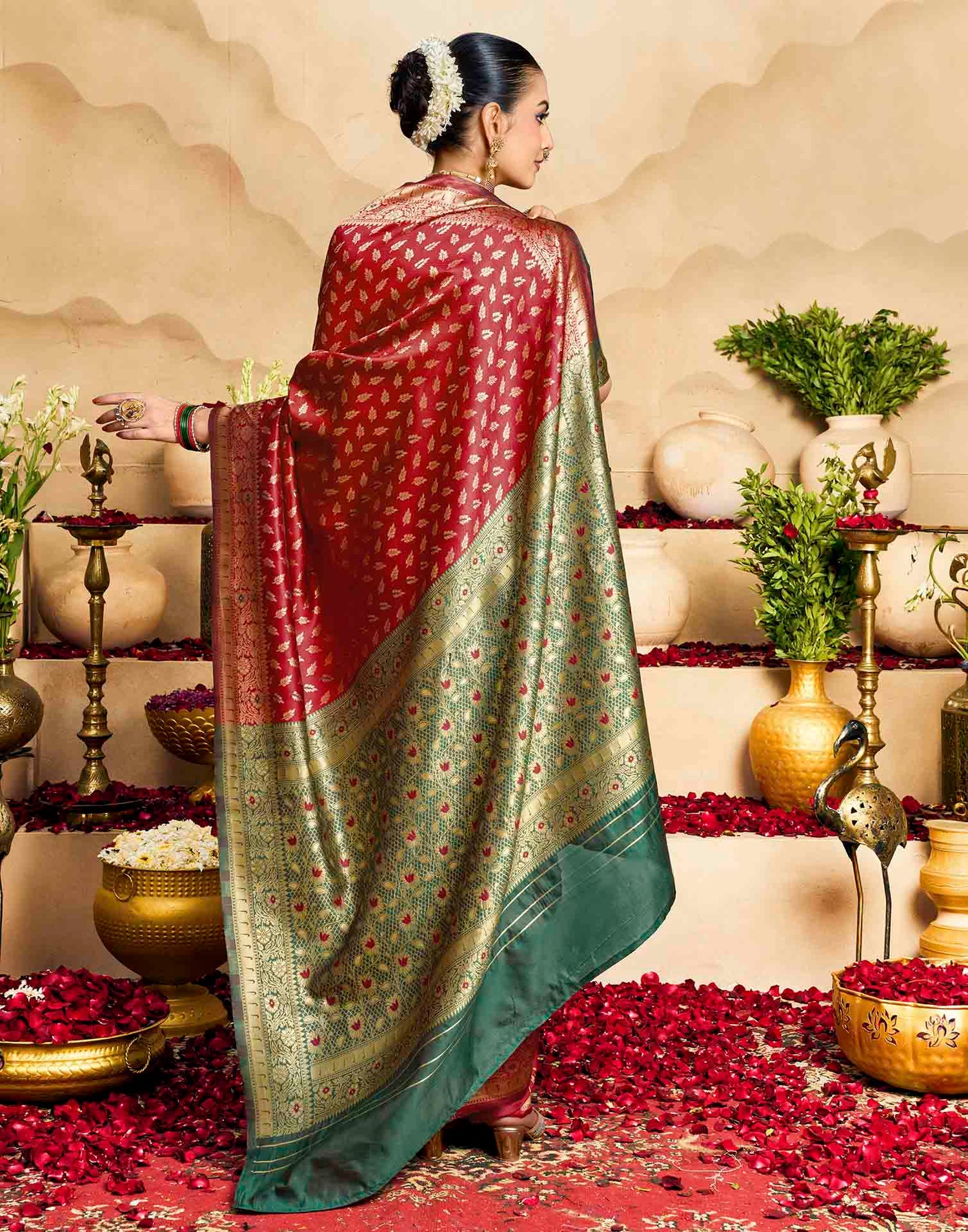Red Silk Woven Banarasi Saree