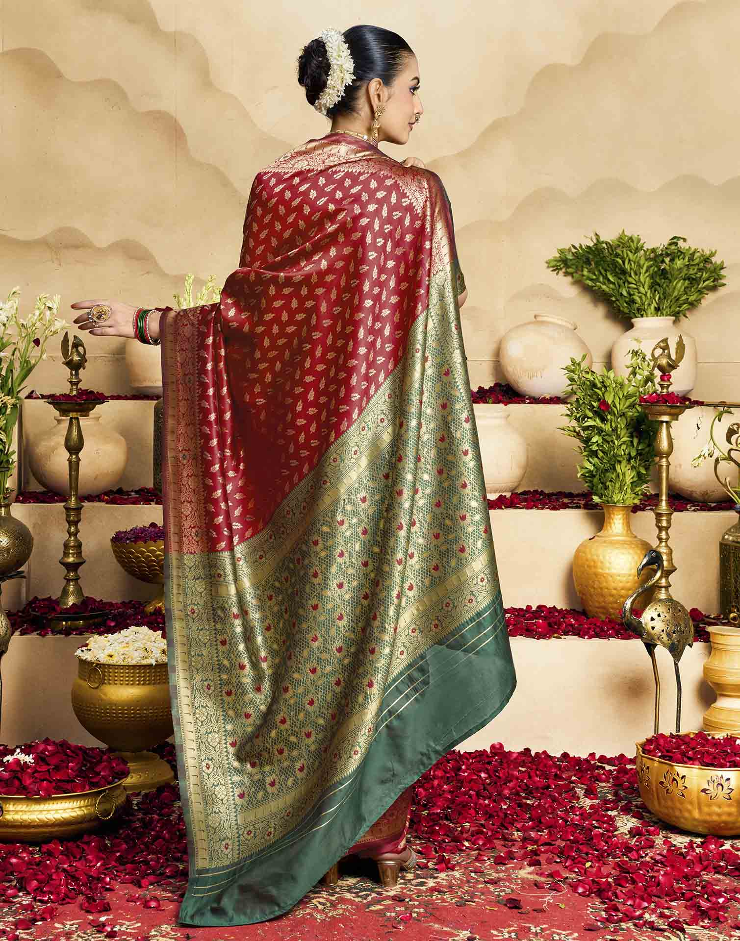 Red Silk Woven Banarasi Saree