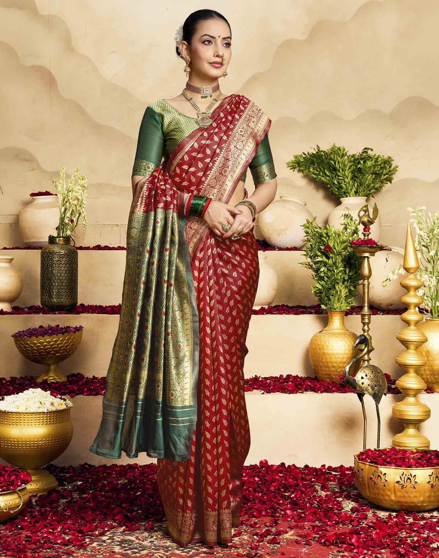 Red Silk Woven Banarasi Saree