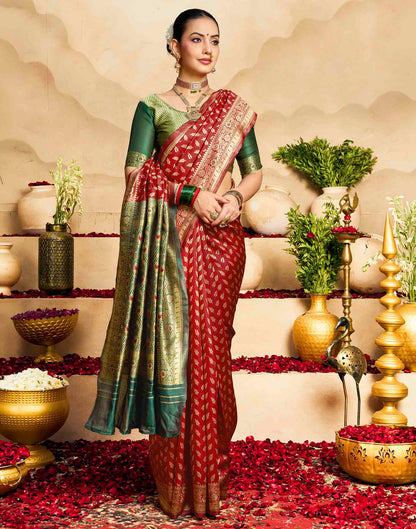 Red Silk Woven Banarasi Saree