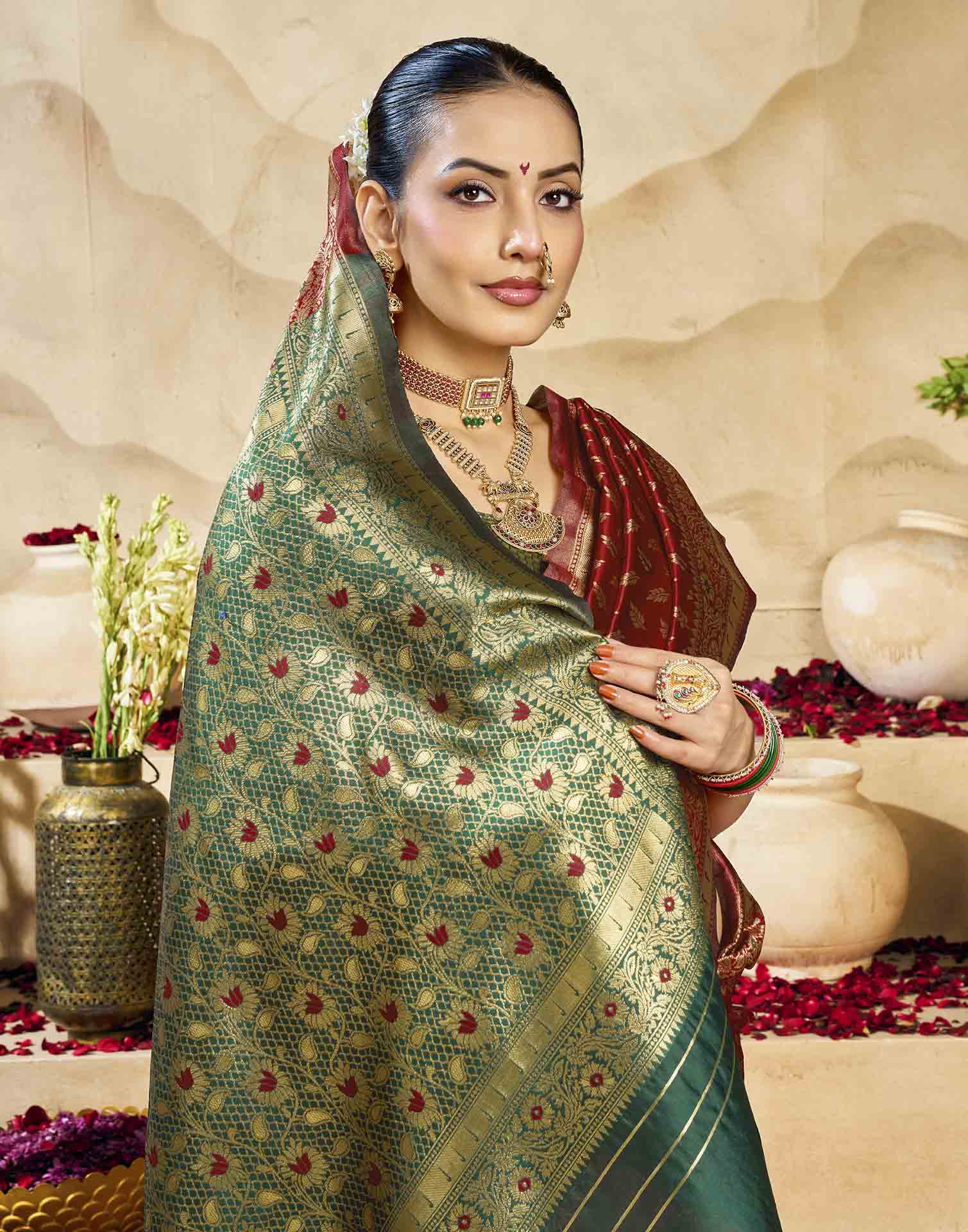 Red Silk Woven Banarasi Saree