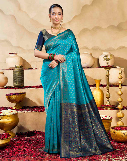 Blue Silk Woven Banarasi Saree