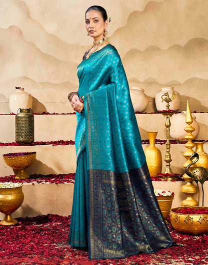 Blue Silk Woven Banarasi Saree