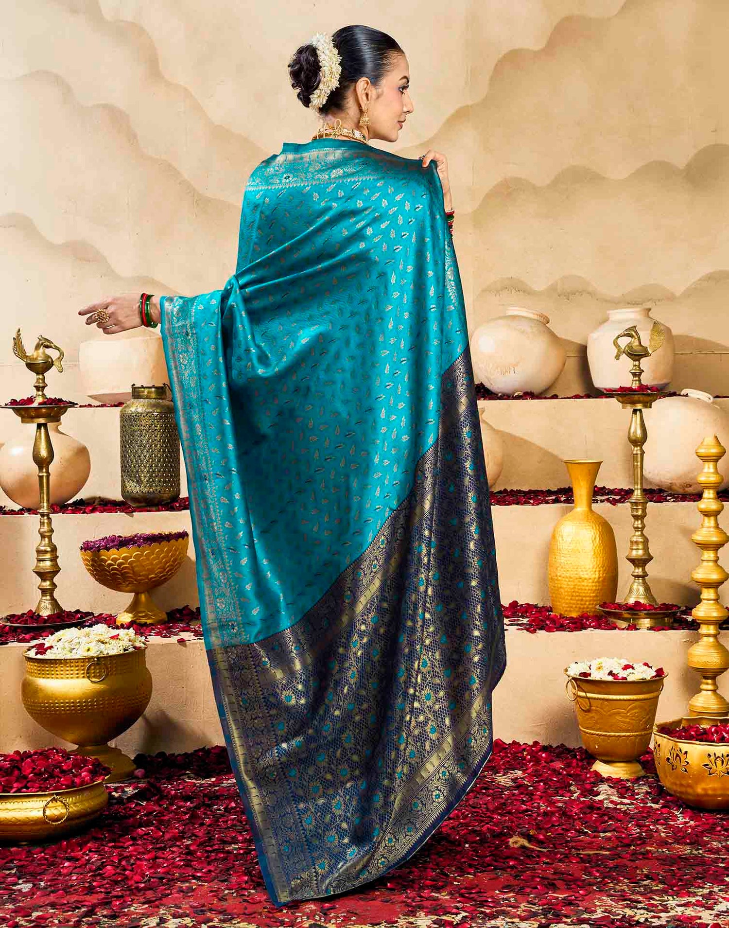 Blue Silk Woven Banarasi Saree