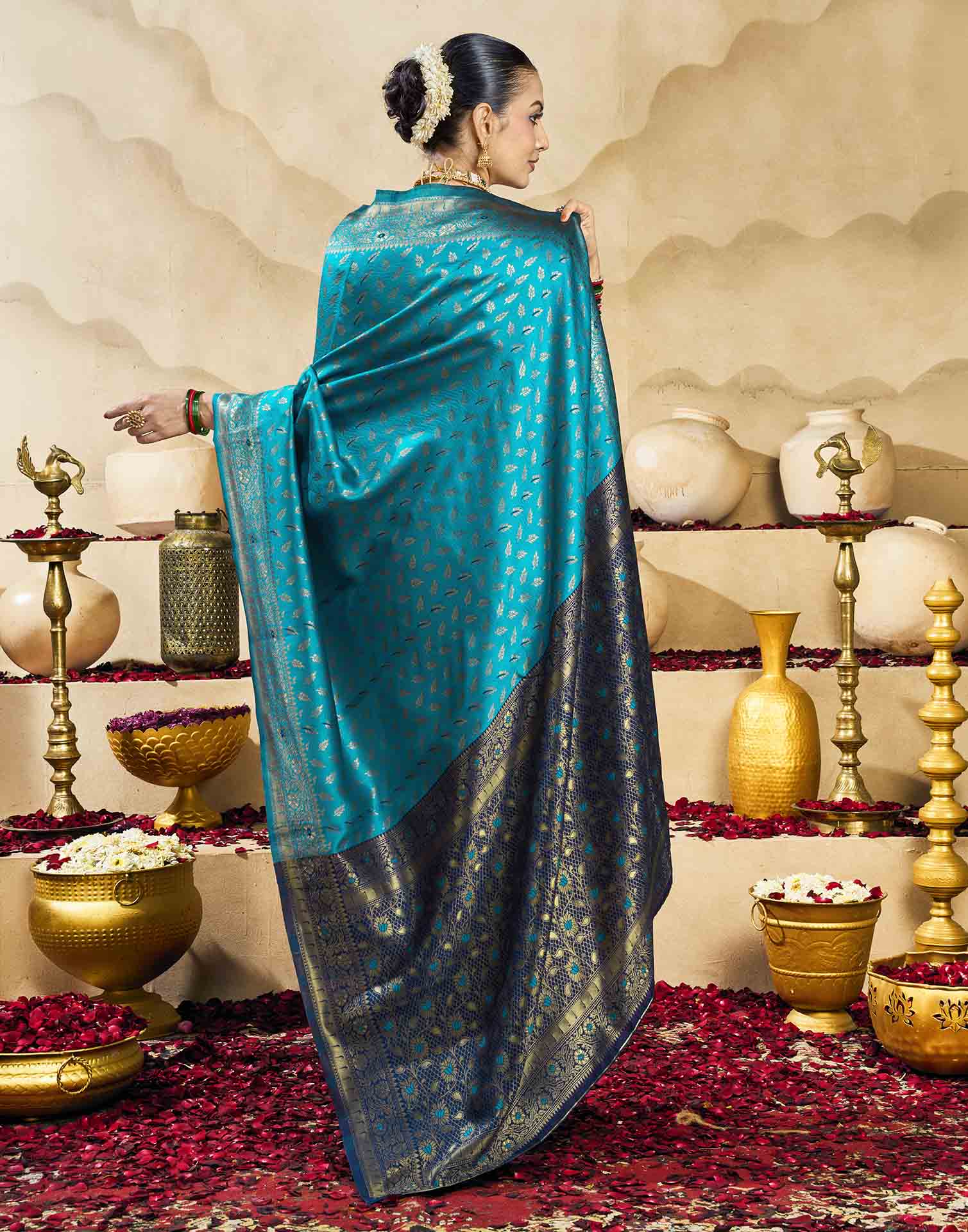 Blue Silk Woven Banarasi Saree