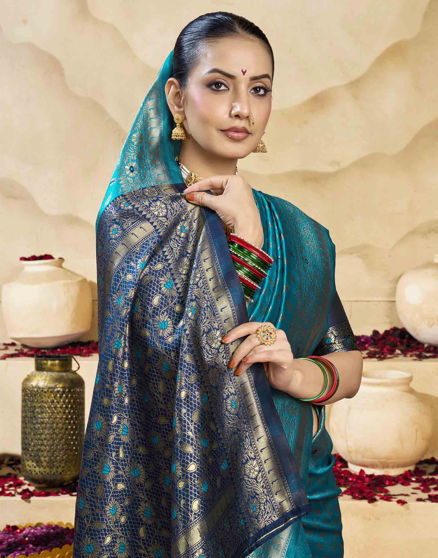 Blue Silk Woven Banarasi Saree