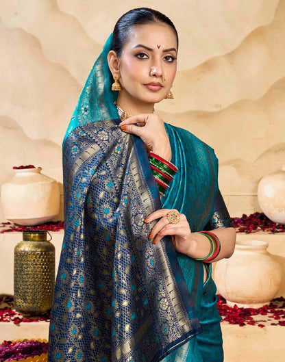 Blue Silk Woven Banarasi Saree