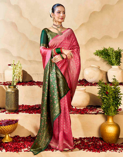 Pink Silk Woven Banarasi Saree