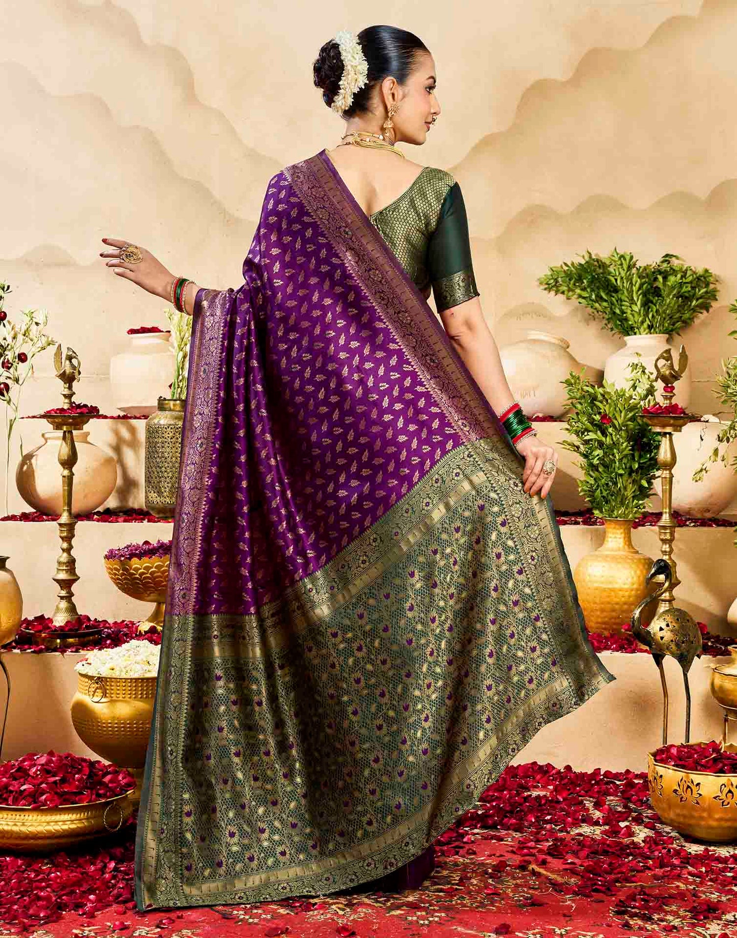 Purple Silk Woven Banarasi Saree