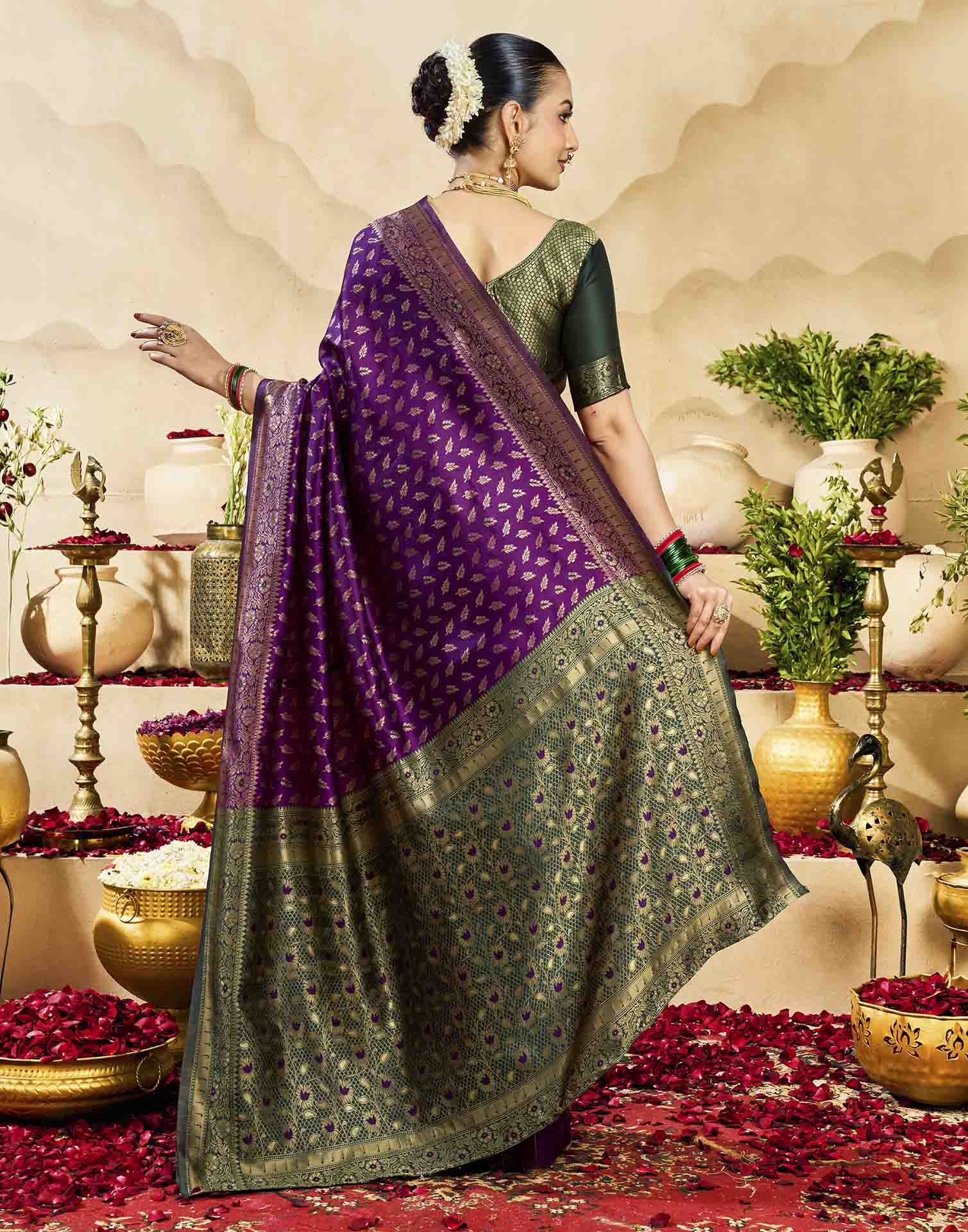 Purple Silk Woven Banarasi Saree