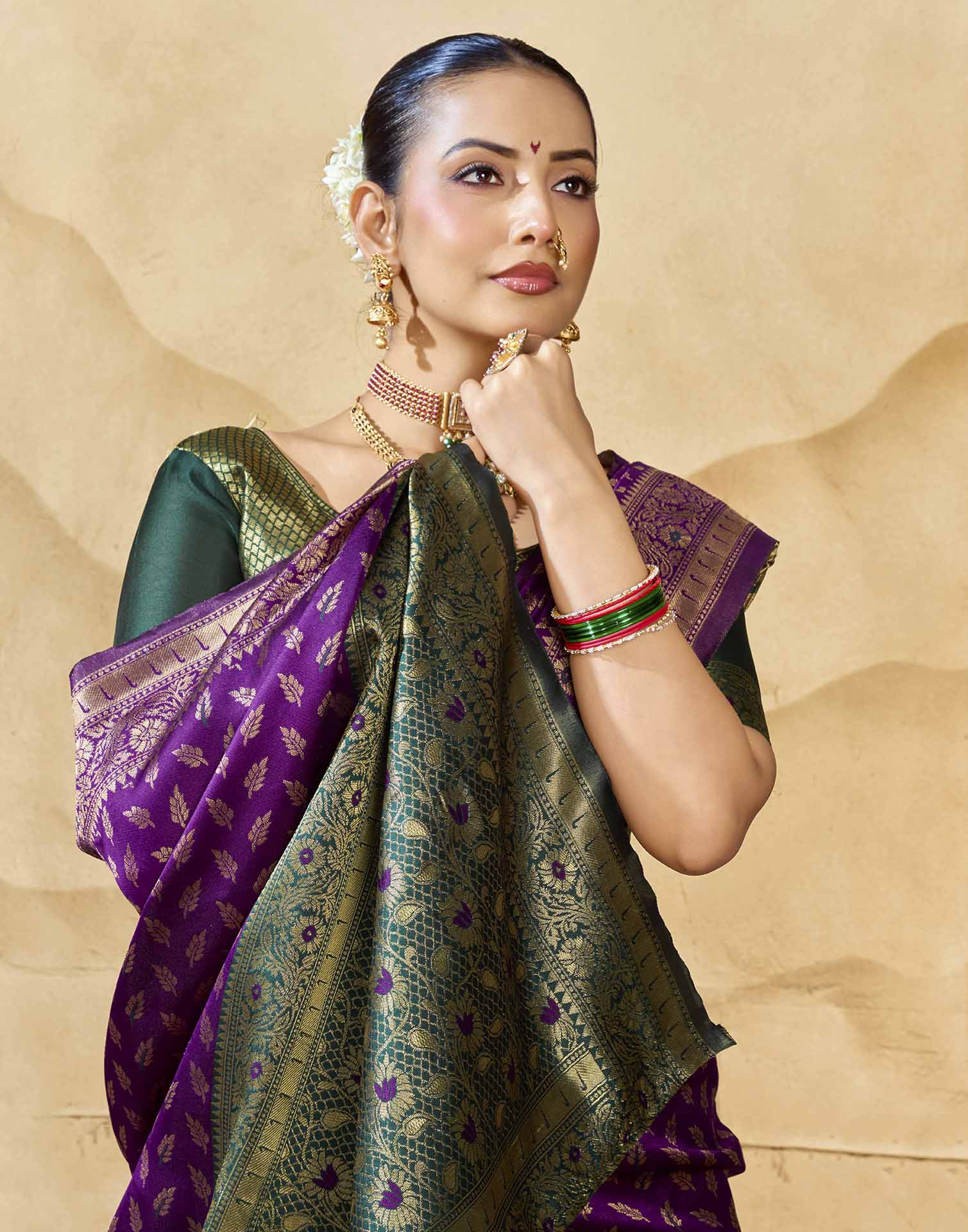 Purple Silk Woven Banarasi Saree