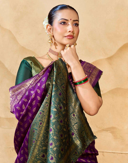 Purple Silk Woven Banarasi Saree
