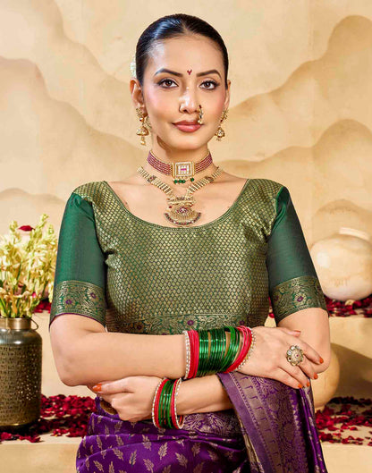 Purple Silk Woven Banarasi Saree