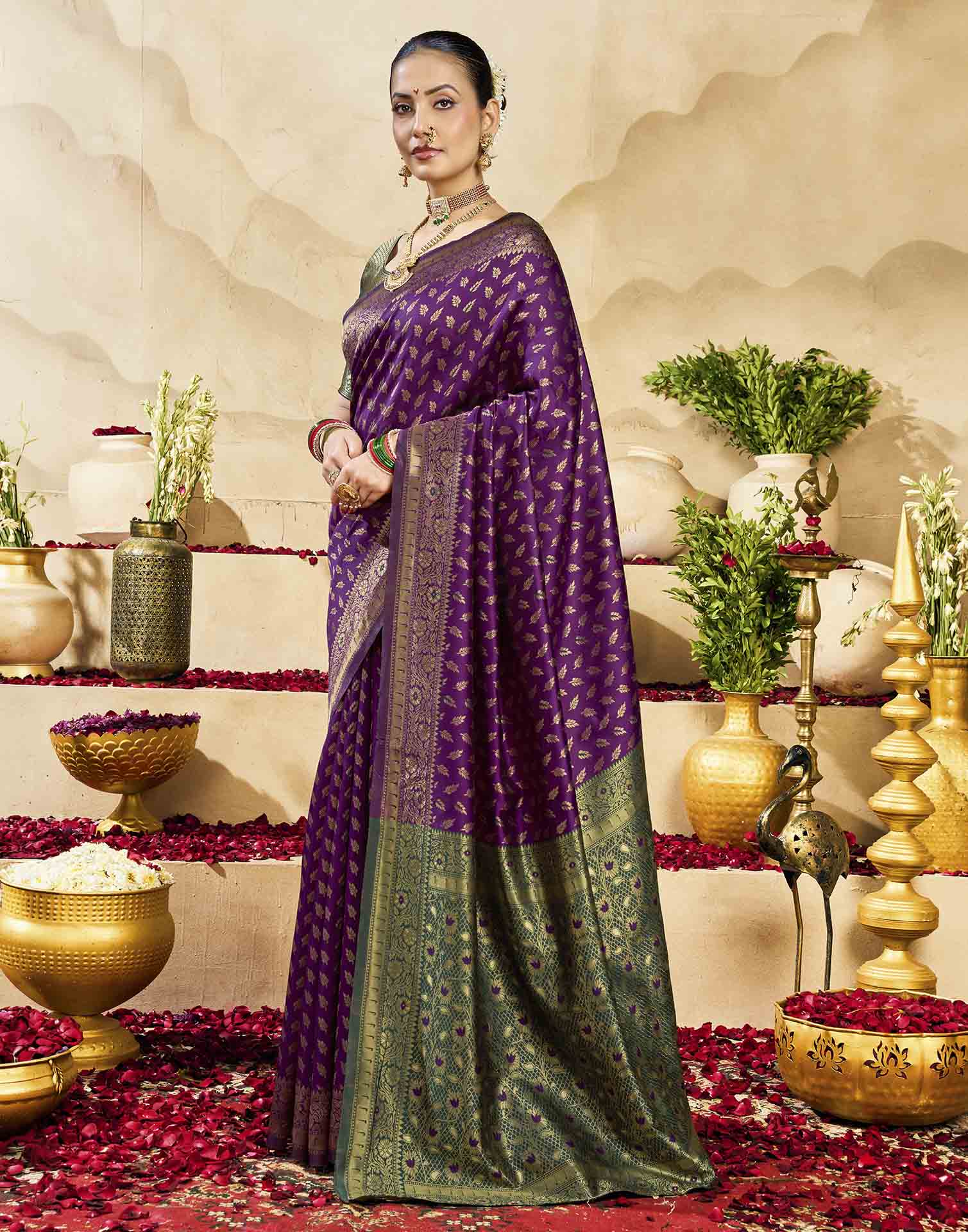 Purple Silk Woven Banarasi Saree