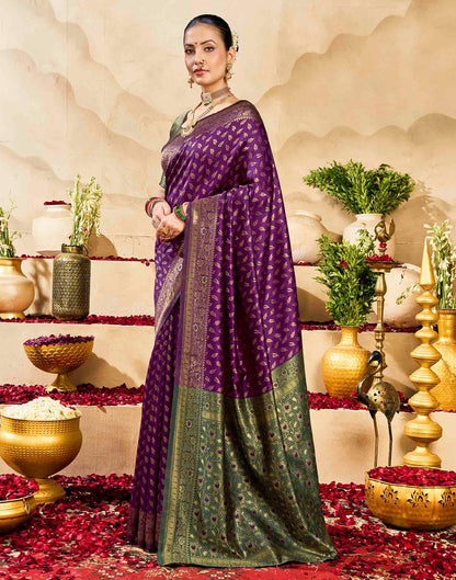 Purple Silk Woven Banarasi Saree