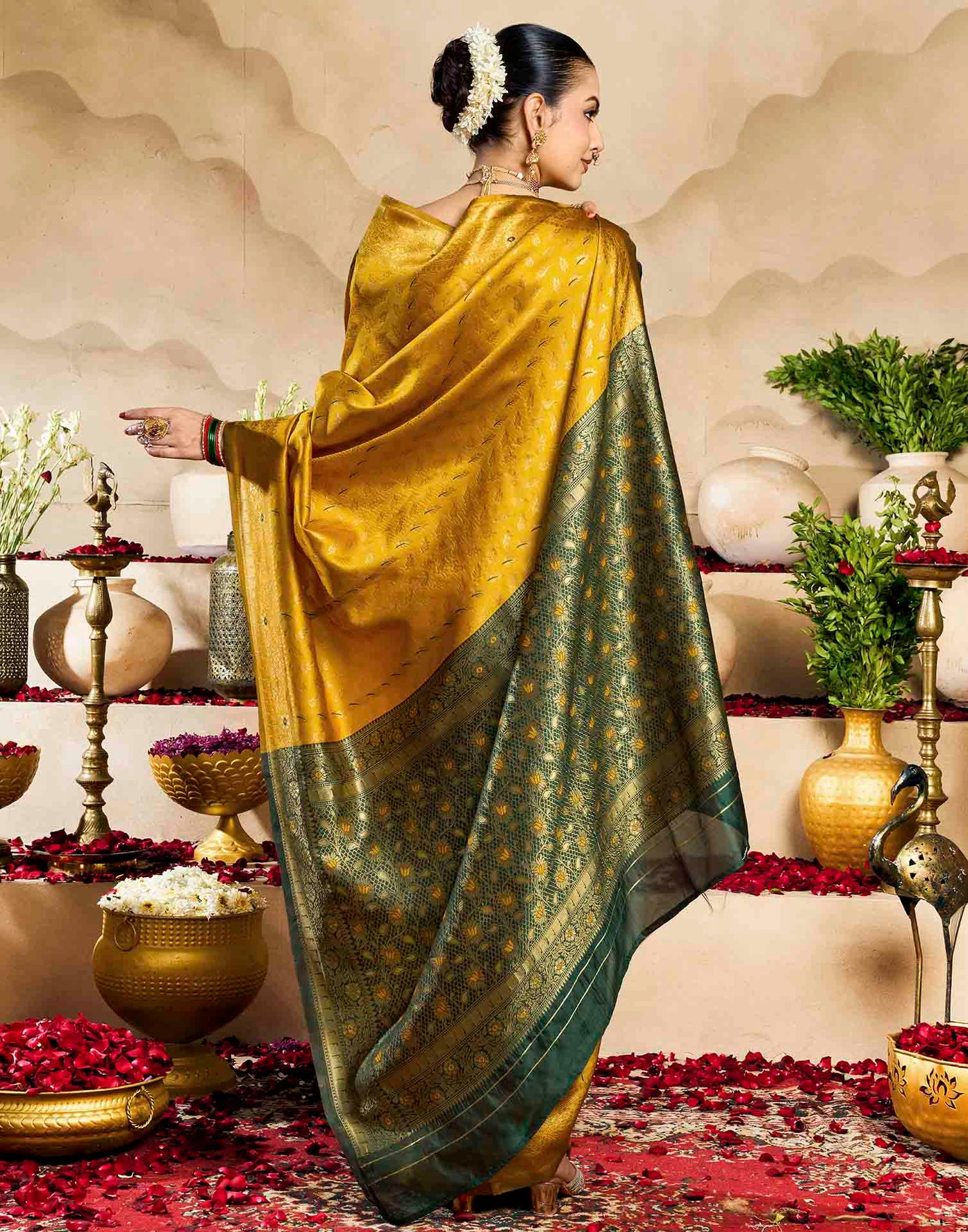 Yellow Silk Woven Banarasi Saree