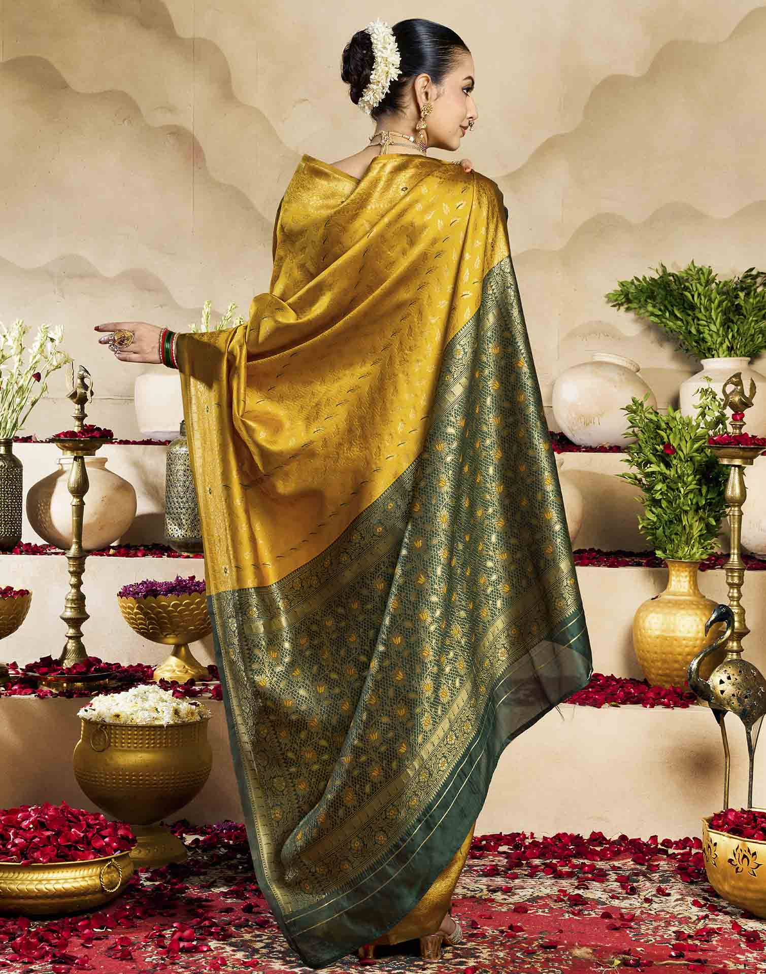 Yellow Silk Woven Banarasi Saree