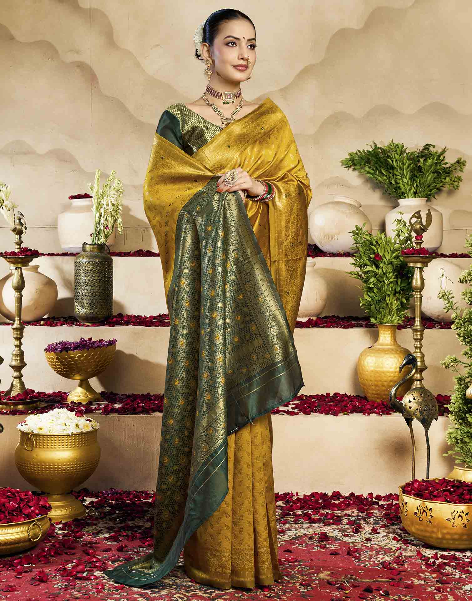 Yellow Silk Woven Banarasi Saree